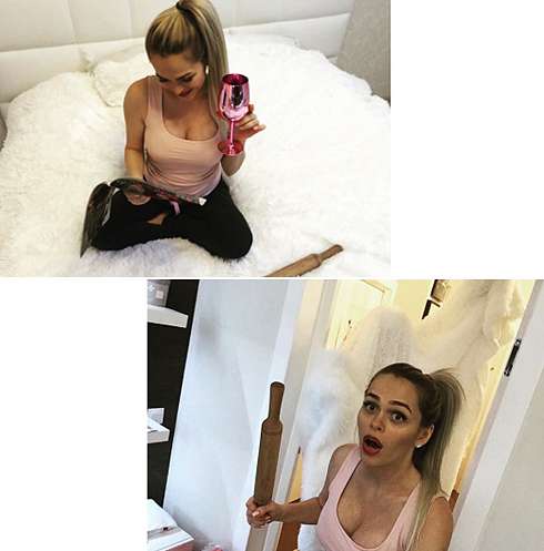 Этим коллажем Анна Хилькевич хотела повеселить своих подписчиков, изображая, как она со скалкой добывала мягкий плед своей мечты Этим коллажем Анна Хилькевич хотела повеселить своих подписчиков, изображая, как она со скалкой добывала мягкий плед своей мечты