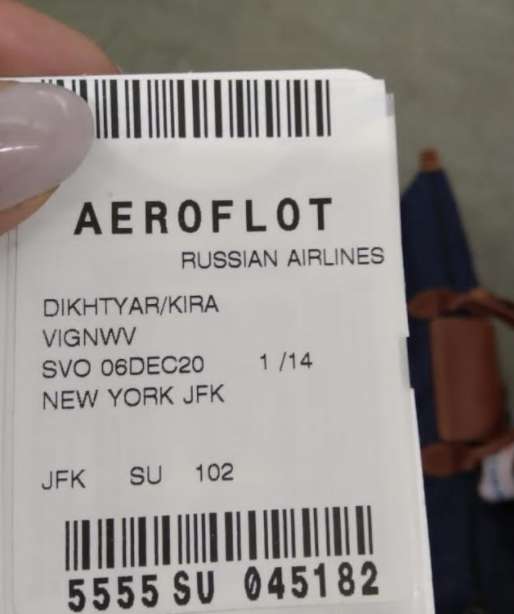 Кира Дихтяр оказалась на борту рейса Москва–Нью-Йорк SU102, командир которого получил информацию о возможном минировании