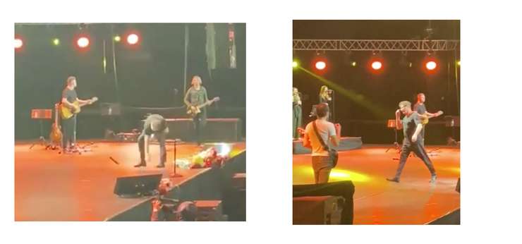 Кадры из видео: Лепс бросает микрофон и спешно уходит со сцены прямо во время песни