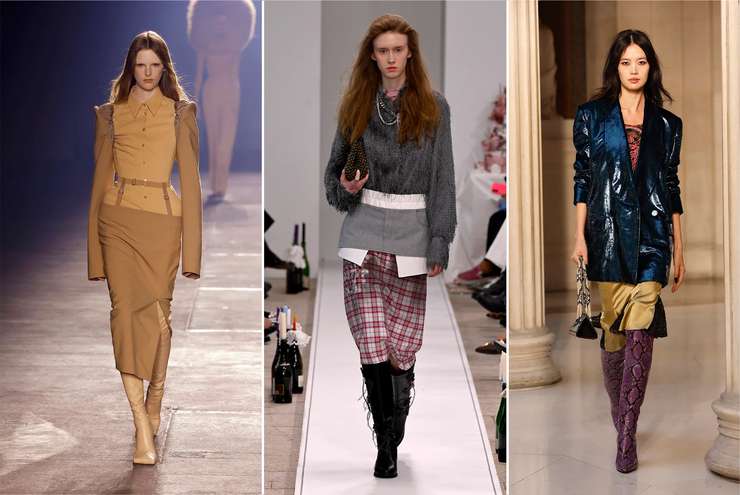 Высокие сапоги с юбками и платьями: как носить, чтобы ноги казались длиннее