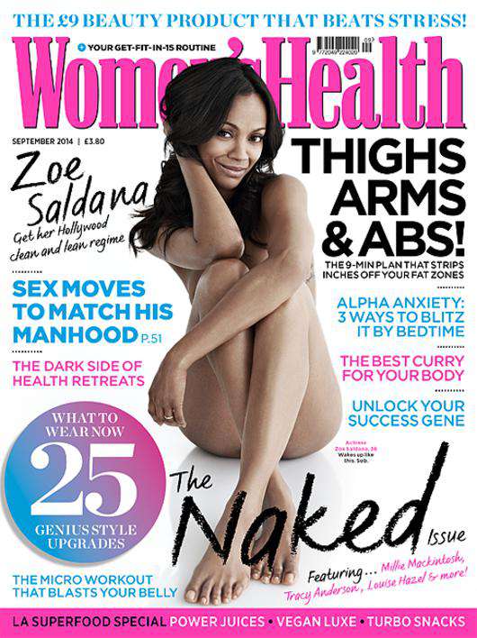 Зои Салдана на обложке журнала Womens Health.