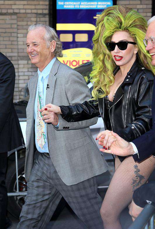 Билл Мюррей и Леди Гага на шоу Леттермана. Фото: Rex Features/Fotodom.ru.