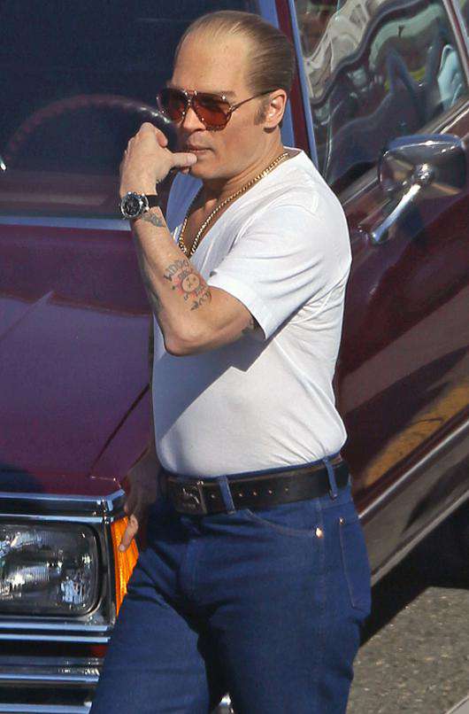 Джонни Депп на съемках фильма «Черная месса». Фото: All Over Press.
