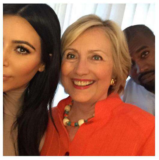 Ким Кардашьян, Хилари Клинтон и Канье Уэст. Фото: Instagram.com/kimkardashian.