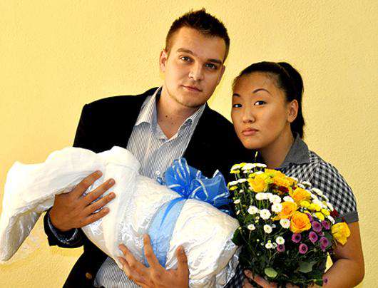 Митя Блинов с женой и сыном.