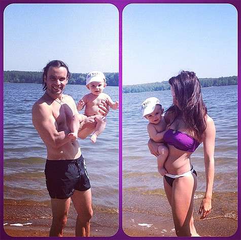 Светлана Светикова и Алексей Полищук с сыном уже открыли купальный сезон. Фото: Instagram.com (@mssvetikova).