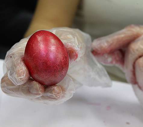 Юлия Алипова использует краску для яиц с эффектом хамелеона. Фото: Наталия Губернаторова.