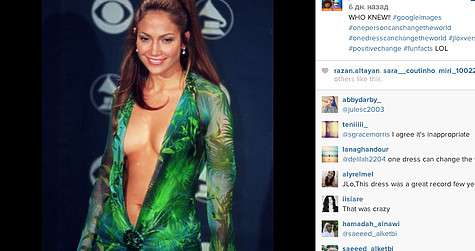 Когда в 2000 году Лопес пришла на церемонию «Грэмми» в весьма откровенном платье от Versace, это стало самыми популярным поисковым запросом в Сети. Фото: социальные сети
