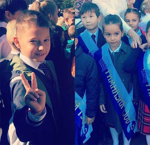 Дочь Ксении Бородиной Маруся стала первоклашкой, а сын ее мужа Омар пошел во второй класс