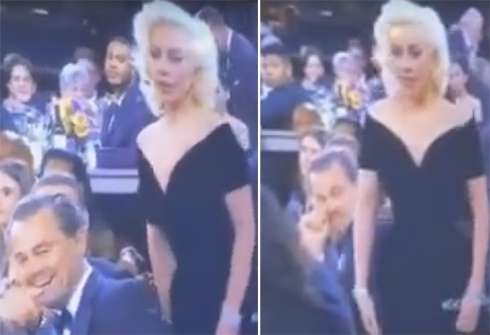 Леонардо Ди Каприо и Леди Гага на церемонии вручения премии «Золотой глобус»