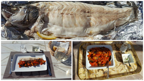 Рыба с лимоном в фольге на углях