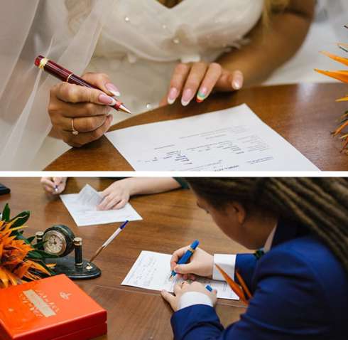 Пара расписалась в Кутузовском дворце бракосочетаний