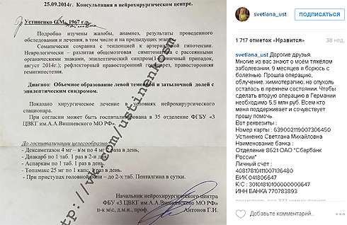 В прошлом году Светлана Устиненко даже собирала деньги на лечение