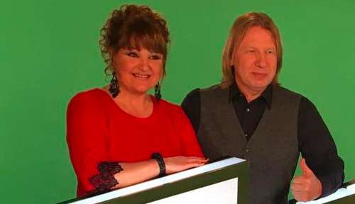 Маргарита Суханкина с Виктором Дробышем на съемках новой передачи