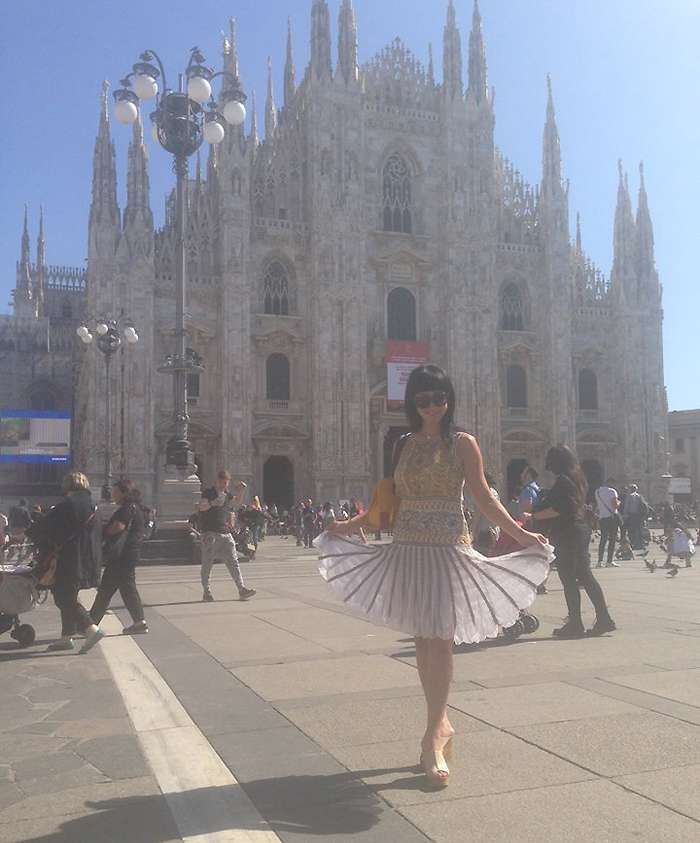 Жанна Голубицкая в платье Cavalli - как и положено, на показ в бренде выступающего бренда