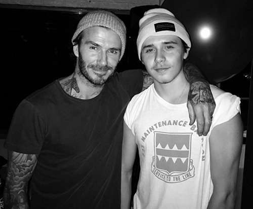 Дэвид Бекхэм с сыном Бруклином