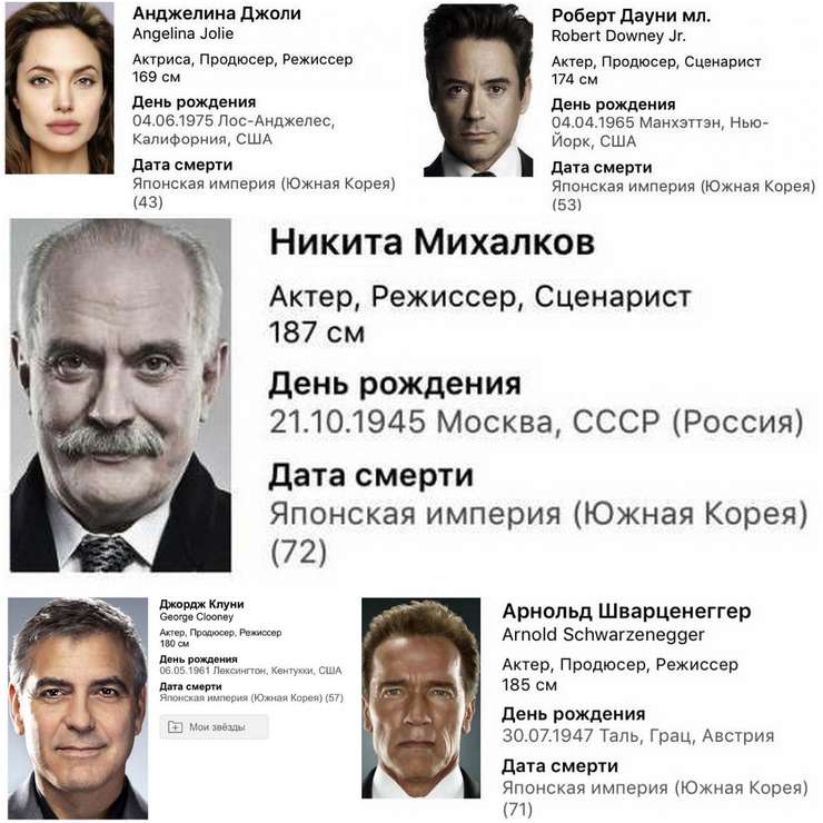 Никиту Михалкова и некоторых голливудских звезд «похоронили» в Сети