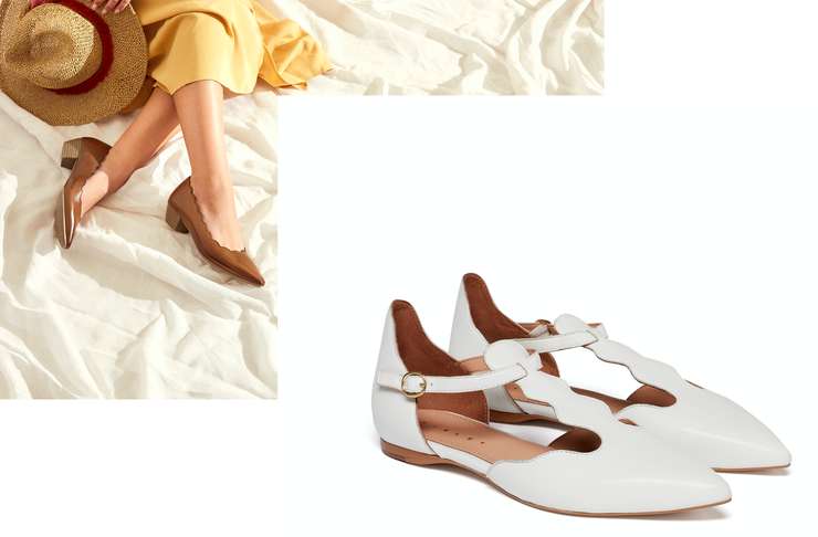 Белые балетки Sisley и балетки Jana Белые балетки Sisley и балетки Jana