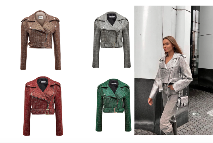 Косуха из металлизированного твида российского бренда TataBronc осень-зима 2022/23