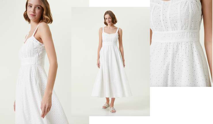 В летней коллекции бренда Club мы обнаружили потрясающее белое платье из шитья