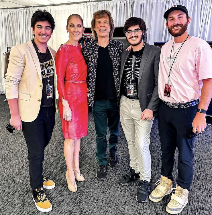 Селин Дион с сыновьями и Миком Джаггером