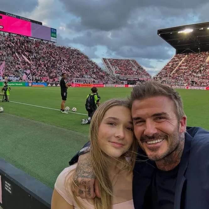 Дэвид Бекхэм с дочерью Харпер