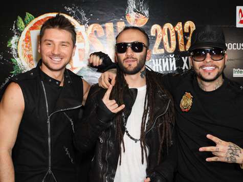 На фото: Сергей Лазарев, DJ M.E.G. и Тимати