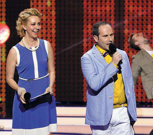 Михаил Шац и Татьяна Лазарева на съемках программы Хорошие шутки.