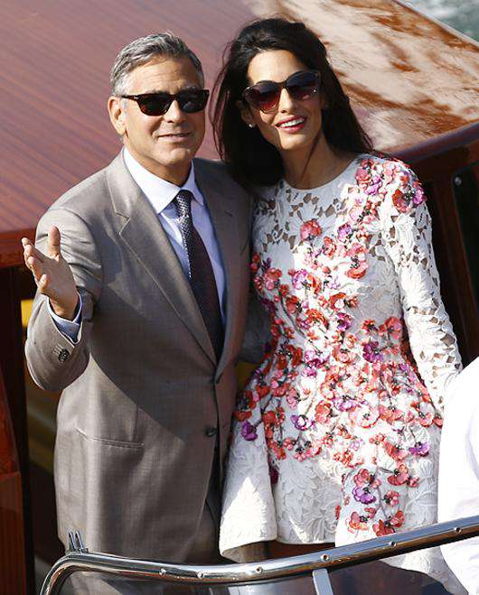 Джордж Клуни и Амаль Аламуддин в Венеции. Фото: All Over Press.