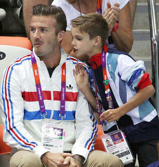 Дэвид Бекхэм и его сын Ромео. Фото: Rex Features/Fotodom.ru.