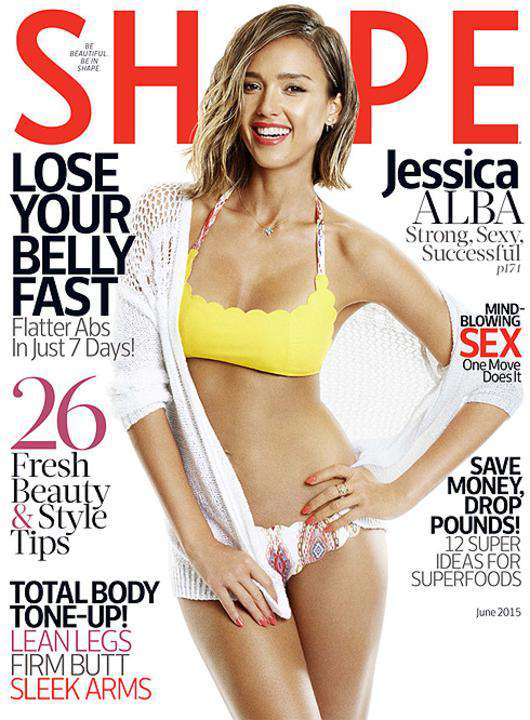 Джессика Альба на обложке журнала Shape. Фото: www.shape.com.