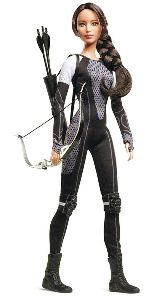 Кукла, сделанная по образу Китнисс из фильма Голодные игры, которую играет Дженнифер Лоуренс.