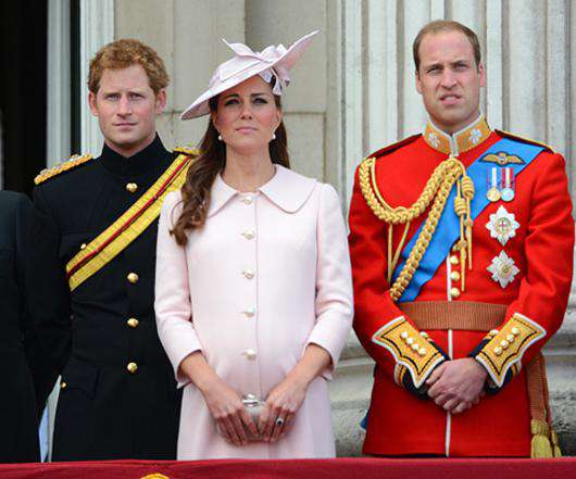 Принц Гарри, герцогиня Кембриджская Кэтрин, принц Уильям. Фото: Rex Features/Fotodom.ru.