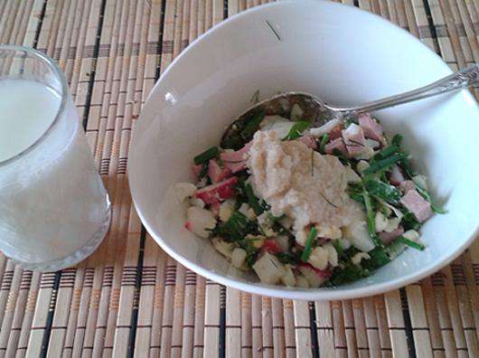 Окрошка на айране. Фото автора.