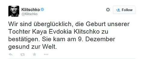 Владимир сам сообщил радостную новость в своем микроблоге.