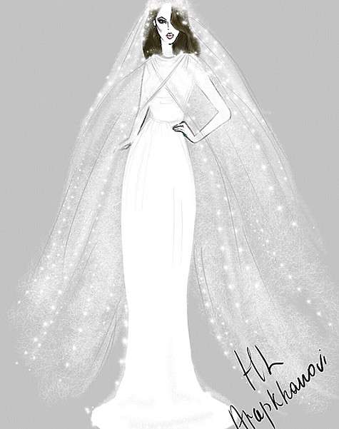 Вот этот эскиз свадебного платья опубликовала Казанова. Фото: Instagram.com/satikazanova.