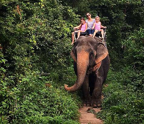 Алсу вместе с дочками покаталась по джунглям на слоне. Певица и девочки остались очень довольны этим путешествием. Фото: Instagram.com/alsou_a.