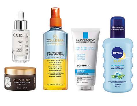 Сыворотка для лица против пигментных пятен Vinoperfect с экстрактом сока виноградной лозы, Caudalie. Можно использовать как перед нанесением солнцезащитных средств, так и после; смягчающий успокаивающий крем для тела Sculpting Body Cream с экстрактом магн