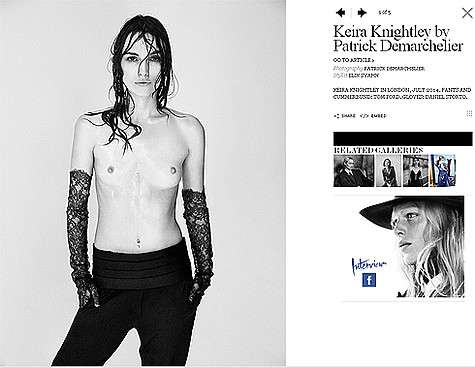 Кира Найтли оголила грудь в качестве протеста. Фото: www.interviewmagazine.com.