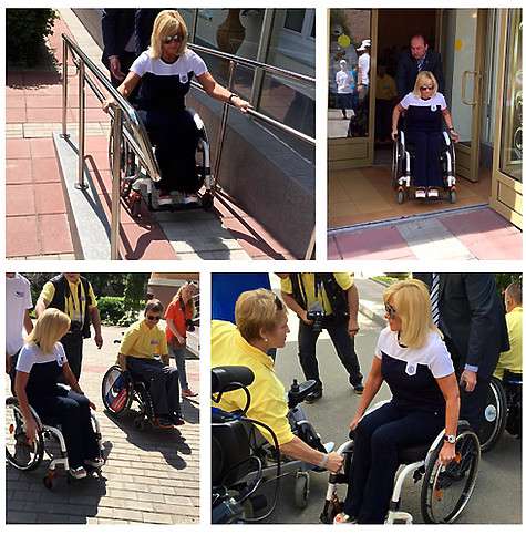 Оксана Пушкина пересела в инвалидное кресло, чтобы на собственном опыте понять, каково это - передвигаться в коляске. Фото: Instagram.com/opushkina.