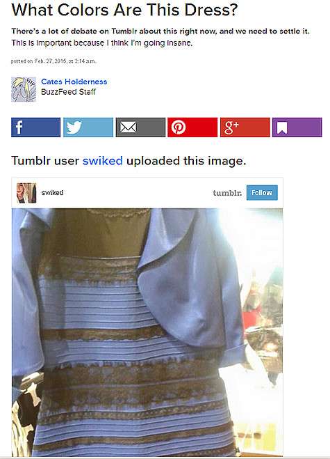 Кэйтлин МакНил решила узнать у своих подписчиков, какого цвета это платье. Фото: Tumblr.com.