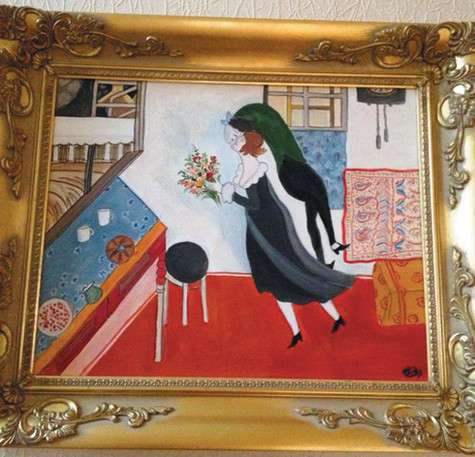 Эта картина — первый опыт телеведущей в живописи. Она ее писала три дня, чтобы преподнести любимому мужу на день рождения. Фото: материалы пресс-служб.