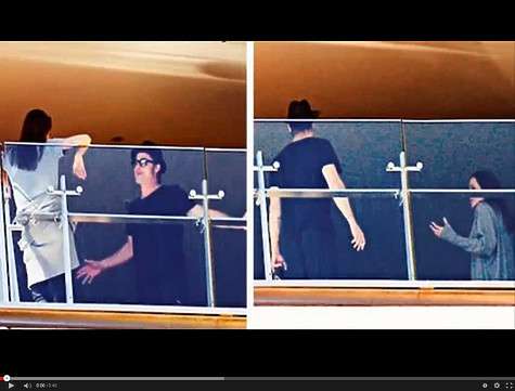 Анджелина Джоли и Брэд Питт ругаются на балконе. Фото: www.youtube.com.