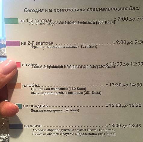 Меню Юлии Началовой на день. Фото: Instagram.com/julianachalova.