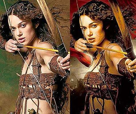 Плакат к фильму «Король Артур», где на постере Найтли при помощи компьютерной графики увеличили грудь, стал поводом для скандала, а коллаж со снимками «до» и «после» долгое время гулял по Сети. Фото: Twitter.com/@genderlogindia.