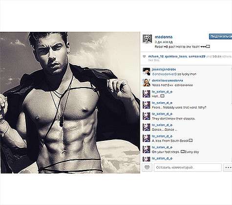 Мадонну привел в восторг снимок обнаженного торса мужчины-модели Андреа Денвера. Фото: Instagram.com/madonna.