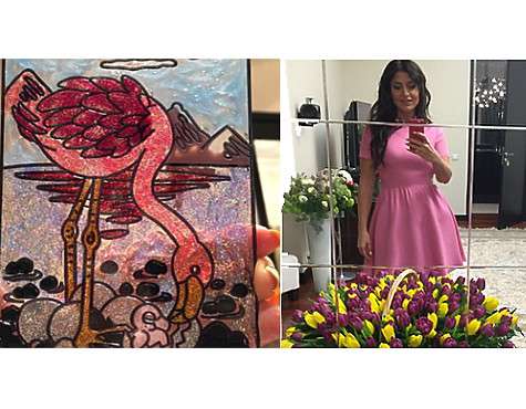 Вот такую замечательную роспись на стекле преподнесла трехлетняя Маргарита своей маме Жасмин. А 17-летний сын Миша преподнес ей огромную корзину тюльпанов. Фото: Instagram.com/jasminshor.