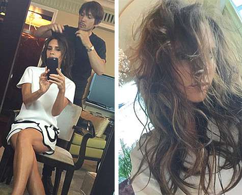 По словам Виктории Бекхэм, из-за влажности с укладкой ее волос не может справиться даже стилист Кен Пэйвс. Фото: Twitter.com/@victoriabeckham.