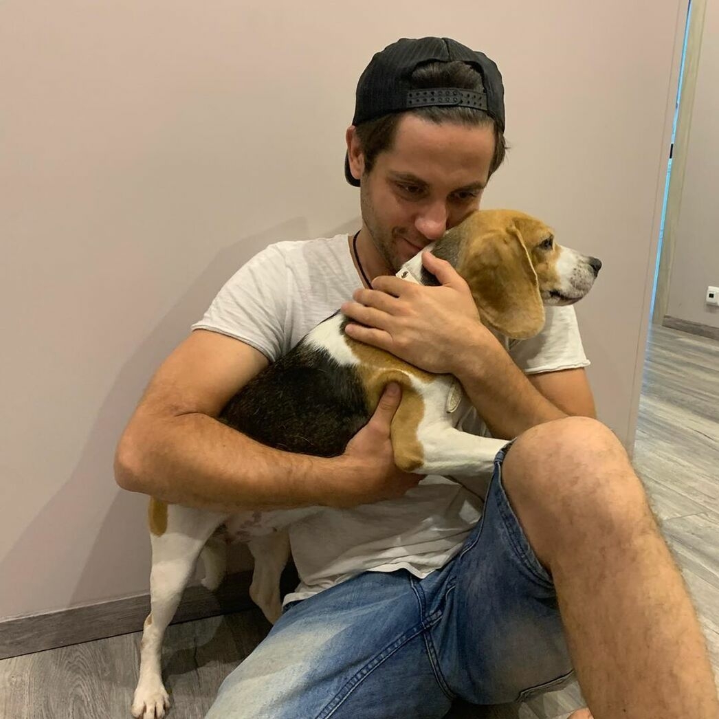 Марк Богатырев с любимой собакой Джессикой