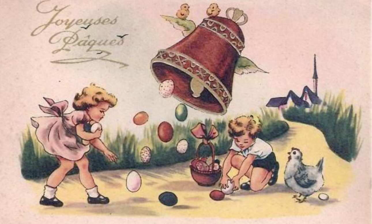 Винтажная французская пасхальная окрытка